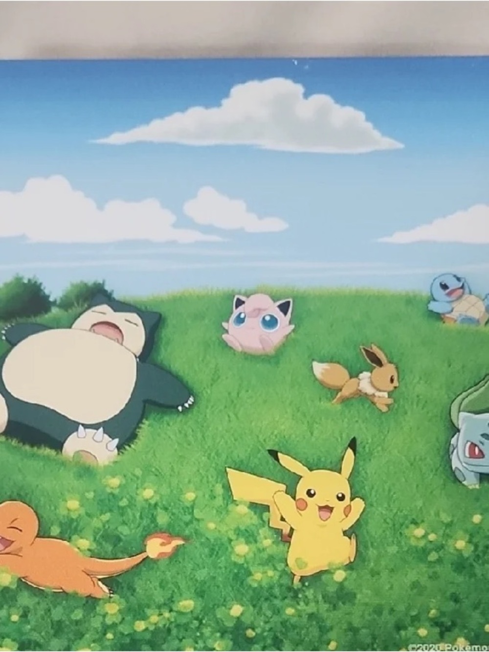 Plush Nursery Wall Art - Colorful Green Meadow Print featuring Pikachu & Friends